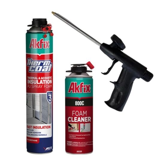 Akfix Thermcoat Thermal & Acoustic Insulation Spray, Foam Cleaner & Gun Kits