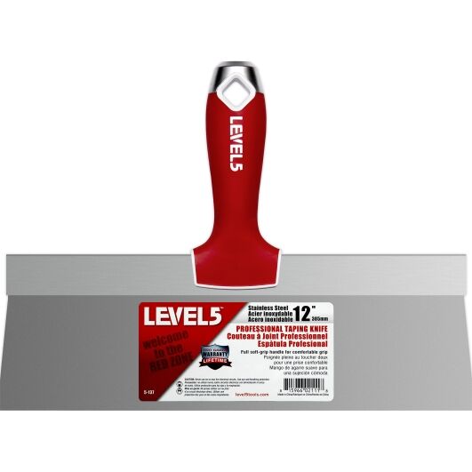Level 5 12" Stainless Steel Taping Knife w/ Soft Grip Handle